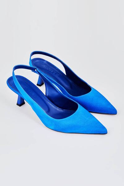 Mizalle Arkası Açık Saks Stiletto