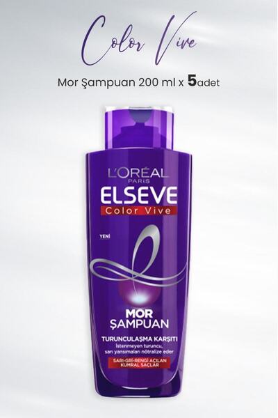 ELSEVE Color Vive Mor Şampuan Turunculaşma Karşıtı 200 ml x 5 Adet