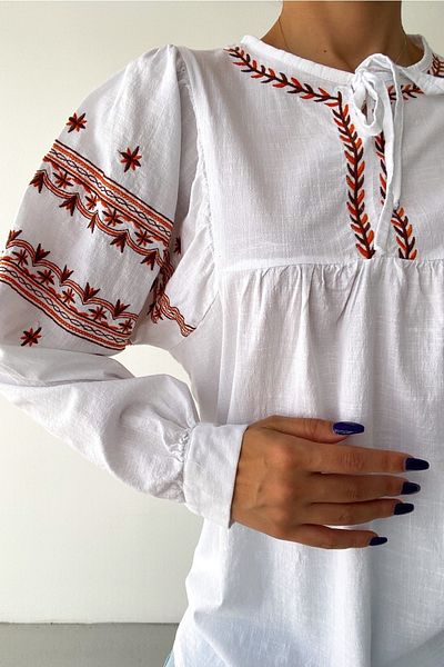 FEMELLE Women's White New Season Embroidered Ethnic Blouse