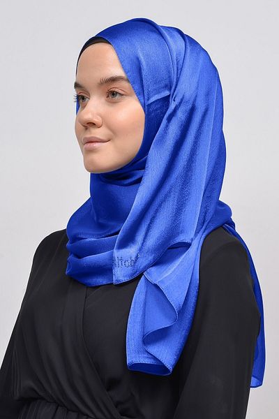 Altobeh Janjan Shiny Satin Textured Hijab Βραδινό Φόρεμα Chiffon Shawl-saks