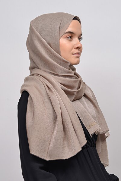 Altobeh Women's Solid Color Twinkle Glitter Hijab Shiny Evening Dress Shawl - Soil