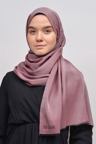 Altobeh Γυναικείο μονόχρωμο Sparkling Glitter Hijab Shiny βραδινό φόρεμα - Maron