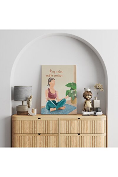 CUT TASARIM Kanvas Tablo - Özgün tasarım Abstract,Yoga Yapan Kadın, Sakin kal...