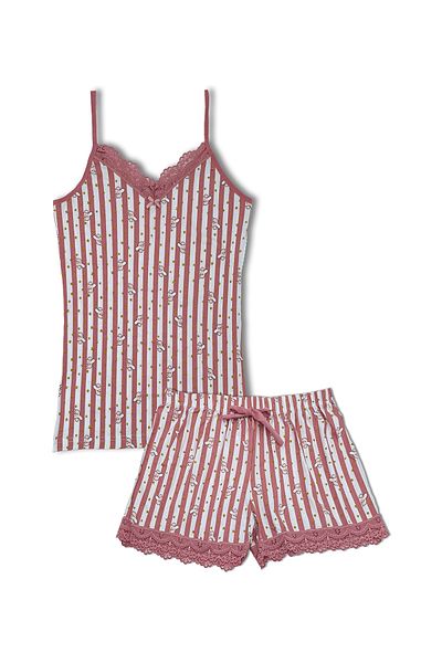 HNX Sur Lace Thin Strap Athlete Shorts Women's Pajama Set