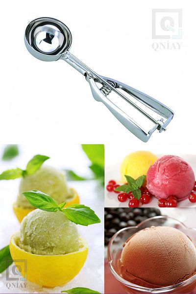 QNİAY Ball Shaped Luxury Cookie Ice Cream Spoon Stainless Steel Mechanical Practical Styling Presentation Spoon