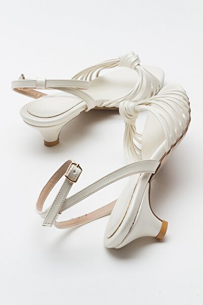 LuviShoes Dámské sandály na podpatku VİND Pearl Skin