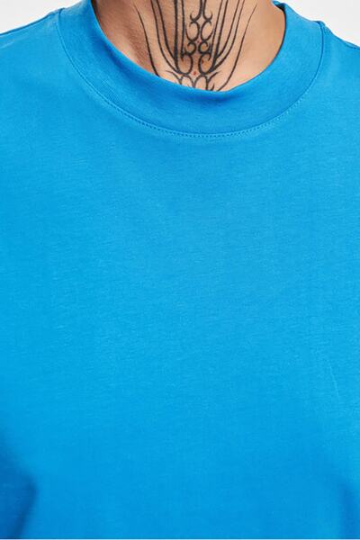 ONLY Γυναικείο μπλουζάκι Onllaura 100% βαμβακερό λαιμόκοψη 15299418 μπλε