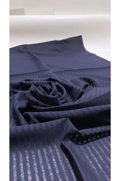 Onur Shawl-New Product Self-Striped Poly-Cotton Fabric-Suitable for Summer Use (Navy)