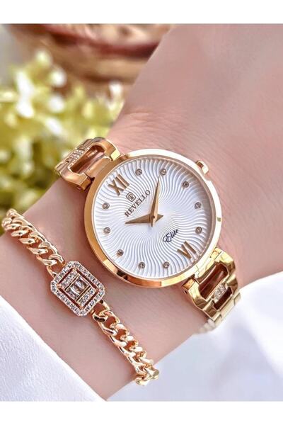 Revello RV-L05S Altın Kaplama Elite Özel Seri Kol Saati 2 Yıl Garantili+Bileklik Hediyeli