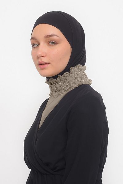Altobeh المرأة الدانتيل تكدرت المطاط الرباط الياقة المدورة الرقبة الحجاب الرقبة - المنك الخفيف