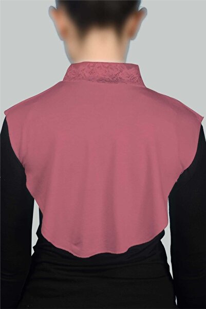 Altobeh Women's Combed Cotton Hijab Circle Collar Lace Neck Collar - Dried Rose