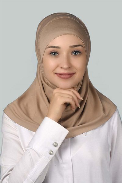 Altobeh Έτοιμο τουρμπάνι πρακτικό κασκόλ Hijab Hijab - Πανί προσευχής - Σκούρο Μπεζ