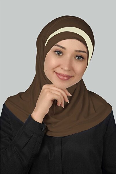 Altobeh Практична шарф-хустка, готовий тюрбан, спеціальний півмісяць, детальний хіджаб - темно-бірюзовий - кремовий