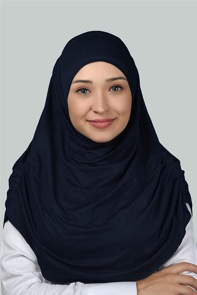 Altobeh Ready Turban Gathered Πλισέ Πρακτικό Φουλάρι Hijab Hijab - Πανί προσευχής - Navy Blue
