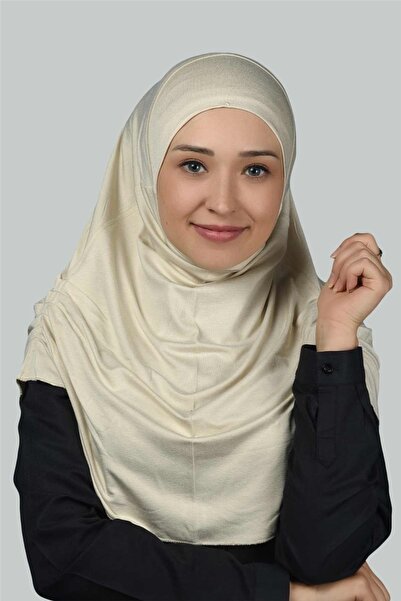 Altobeh Έτοιμο τουρμπάνι Shirred Πλισέ Πρακτικό Φουλάρι Hijab Hijab - Πανί Προσευχής - Κρέμα