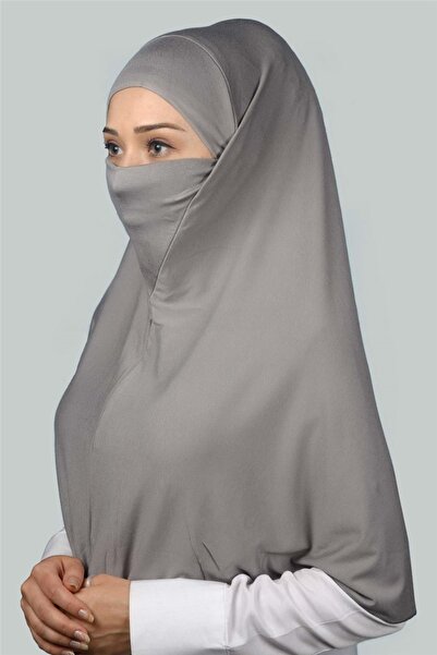 Altobeh Έτοιμο τουρμπάνι με πέπλο πρακτικό κασκόλ Hijab Nikaplı Hijab - Σουφλέ κάλυμμα προσευχής (XL) - Γκρι