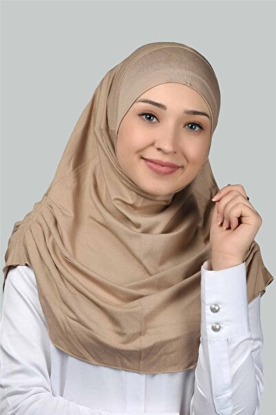 Altobeh Ready Turban Drawstring Pleated Practical Scarf Hijab Hijab - Prayer Cloth - Dark Beige