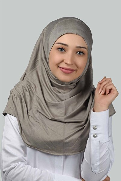 Altobeh Έτοιμο τουρμπάνι Shirred Πλισέ πρακτικό κασκόλ Hijab Hijab - Πανί προσευχής - Light Mink