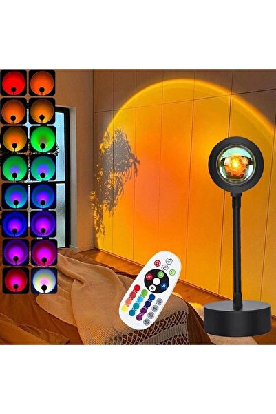 SMAYLİNG Gece Lambası Projektör Kumandalı Gün Batımı 16 Farklı Görüntü Sunset...
