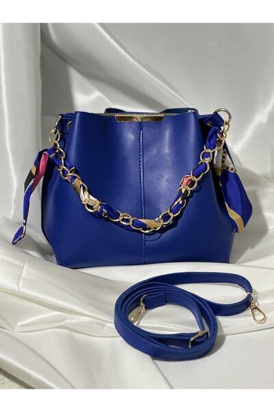 Nisa Women's Scarf and Chain Accessory soft leather 3 compartments Handbag and Shoulder Bag
