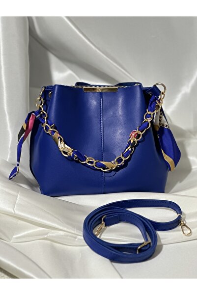 Nisa Жіноча м'яка шкіряна сумка на 3 відділення для рук, плеча та плеча з аксесуаром у вигляді шарфа-ланцюжка