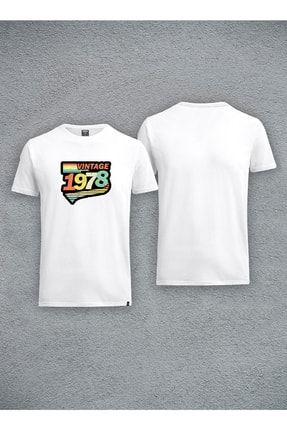 sielta Vintage 1978 Yaz l Ozel Tasar m Bask l Beyaz Ti ort Unisex Fiyat Yorumlar Trendyol