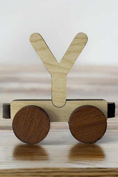 SaltanArt اسم قابل للكتابة حرف قطار حرف Y مع مغناطيس خشبي وعجلة دوارة ومغناطي...