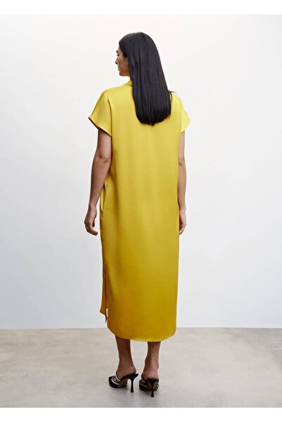 MANGO Woman Yanı Yırtmaçlı Saten Elbise