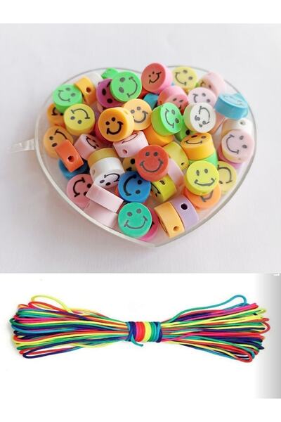 hobim42 5 Metre Paraşüt İpi ve 20 Adet Figür Fimo Boncuk