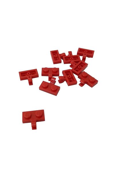 LEGO Custom MOC Accessory Plate Modified 1 x 2 Horizontal Clip Red Brick 4 pieces to send