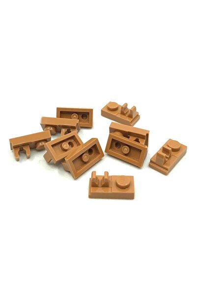 LEGO Custom MOC Plate Modified 1 x 2 Merkezde Clip Açık Kahverengi Tuğla 2 ad...