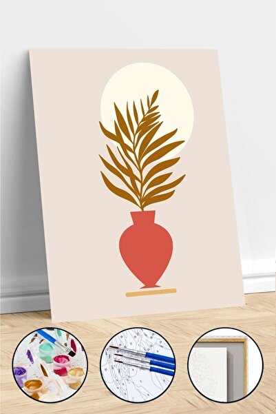 kendinyaphobi Sayılarla Boyama Seti Çerçeveli Kasnaklı Vazodaki Çiçek ve Dolu...