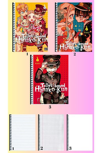 animeandyourworld Toilet Bond hanako kun A4 notebook 3 pieces lined + plaid + unlined large size 21 * 29 cm super set