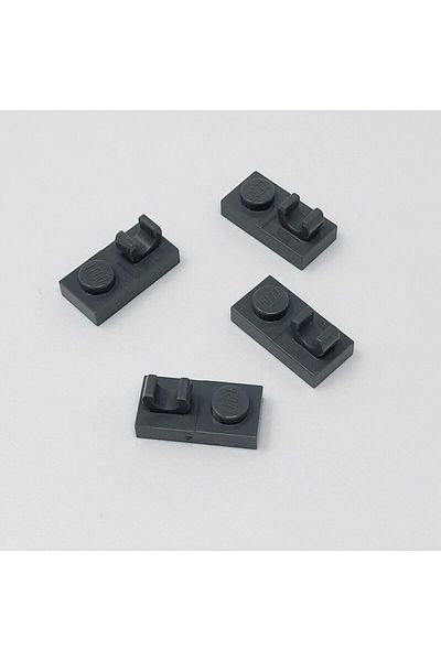 LEGO Custom Accessory Plate Modified 1 x 2 O Clip in the Middle Dark Gray Brick 4 pieces to send