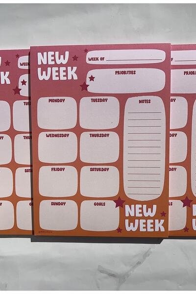 New Week , Haftalık Planlayıcım, Bloknot Tasarım Defter (A5) 15x21