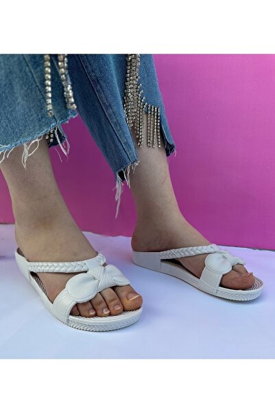 KAŞGAR Women's Anti-Slip Sole-Beach-Balcony-Street-Daily Slippers White