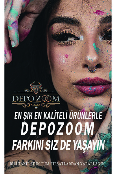 depozoom Beş Taşlı Mod Altın Göbek Cerrahi Çelik Piercing