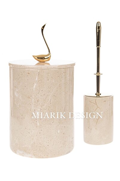 MIARIK DESIGN & DEKORASYON DEKORATİF MERMER ÇÖP KOVASI VE TUVALET FIRÇASI