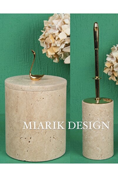 MIARIK DESIGN & DEKORASYON DEKORATİF MERMER ÇÖP KOVASI VE TUVALET FIRÇASI