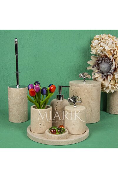 MIARIK DESIGN & DEKORASYON DEKORATİF DOĞAL TRAVERTEN MERMER BANYO SETİ TAKIMI...