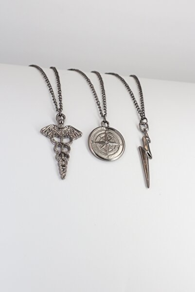 Dukkanka 3'lü Pusula, Tıp Kaduse Ve Şimşek Kolye Seti