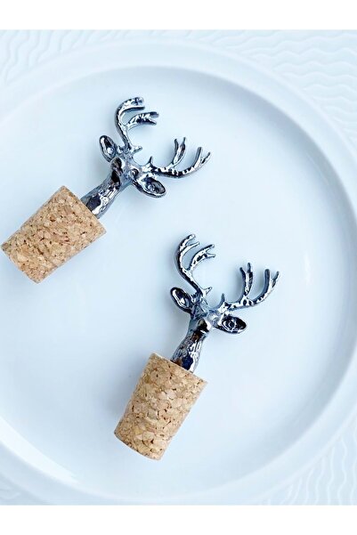 Jenisa Siyah Geyik Figür Mantarlı Tıpa 2 Adet