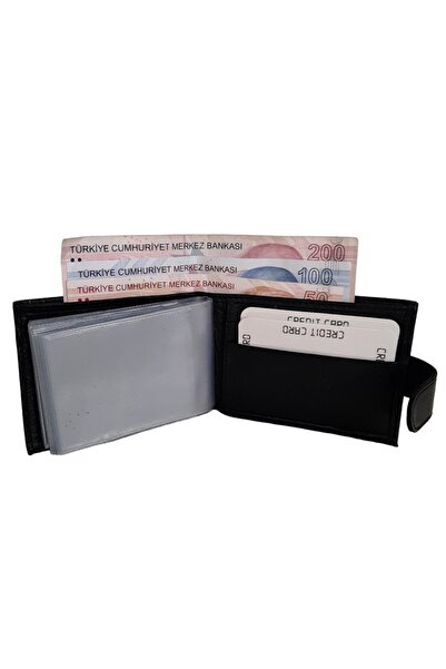Hanzade Deri Kartlıklı Cüzdan - Yatay Çıtçıtlı Model