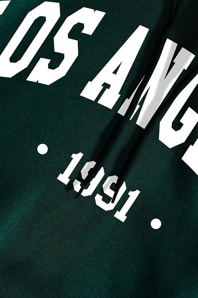 MODAGEN Φούτερ Unisex Nephti Green Cotton Los Angeles με στάμπα oversize φούτερ με κουκούλα