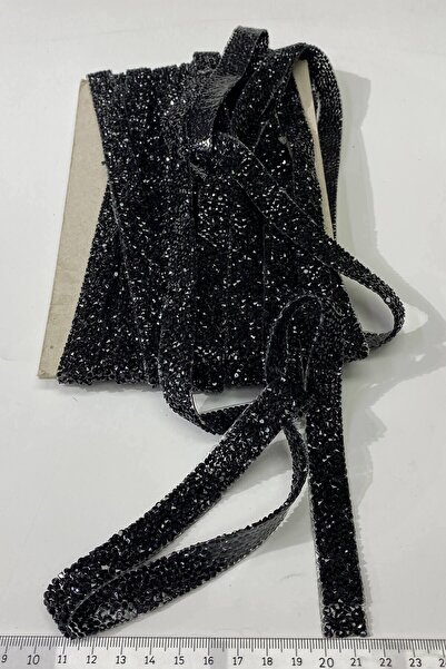 Hayalperest boncuk Ütüyle Yapışan Taşlı Aplik Şerit Siyah