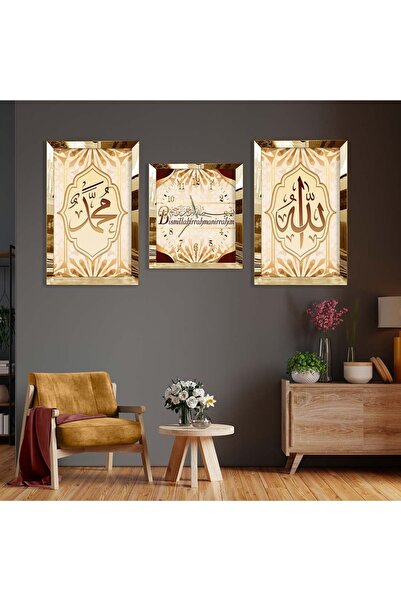 Zevahir Mobilya Dekorasyon Gold Aynalı Pleksi Çerçeveli Besmele Dini Model Üç...