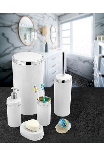 İmera Acrylic 5 Piece Bathroom Set Round Glossy-hard Plastic (NOT CERAMIC)