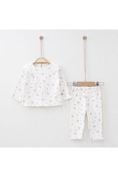 O Baby O'baby Floral Patterned 2-Piece Set 100% Cotton Girl's Set 3/6/9/12/18 Months Baby & Kids Set, (DAILY)