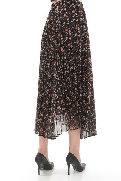 SORALLİNE KADIN PLİSOLEY ETEK 786 ŞİFON EMPİRME ÇİÇEKLİ
