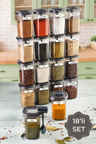 Vienev 450 ml Beyaz Etiketli 18li Luna Kaşıklı Baharatlık